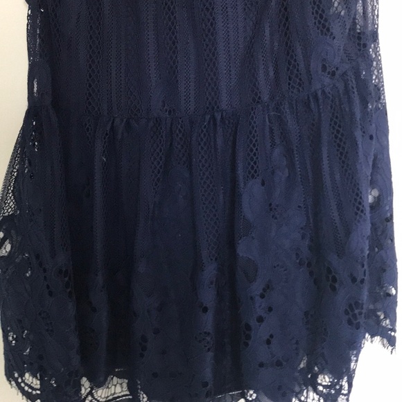 XS navy blue lacy overlay top. - Picture 5 of 5